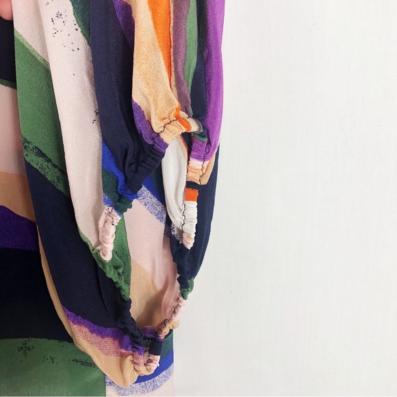 Maeve Anthropologie Balloon Sleeve Silk Crop Top | Multicolor | Size Small - Picture 6 of 7